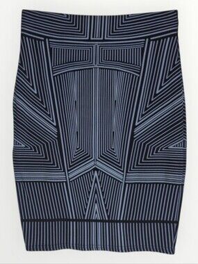 Jane Norman London Skirt UK 12 (US S) Black Blue Raised Geometric Bodycon Pencil